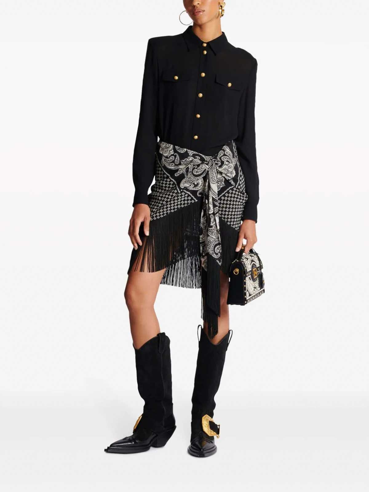 Fringed Silk Scarf Skirt CF1LC225SD29EDK (Balmain / スカート ) | Balmain (バルマン)(2)