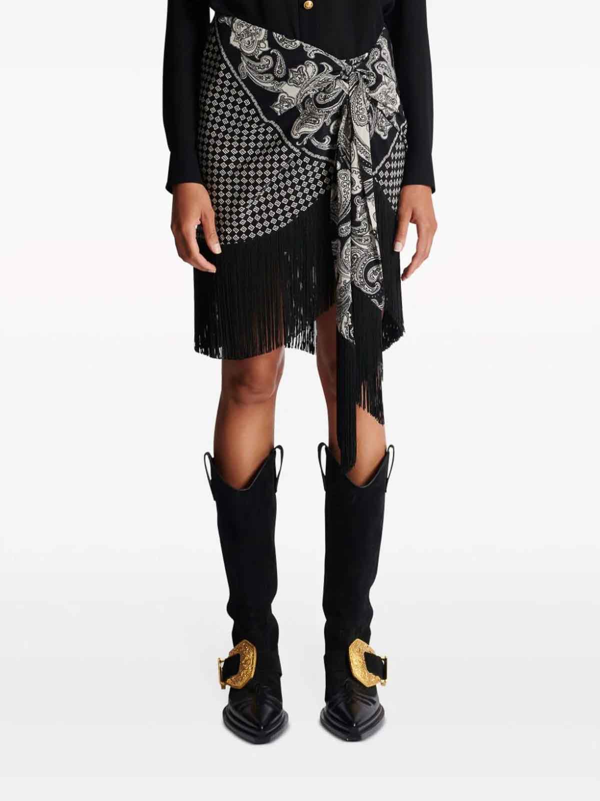 Fringed Silk Scarf Skirt CF1LC225SD29EDK (Balmain / スカート ) | Balmain (バルマン)(4)