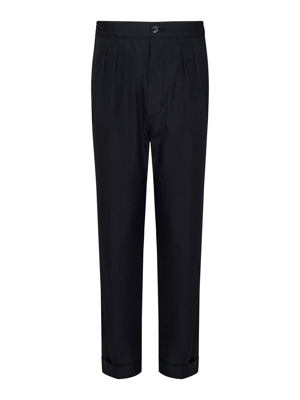 Black Cotton And Silk Double Pleat Trousers W SHP005FMC087S24LB999 (TOM FORD / パンツ ) | TOM FORD (トムフォード)