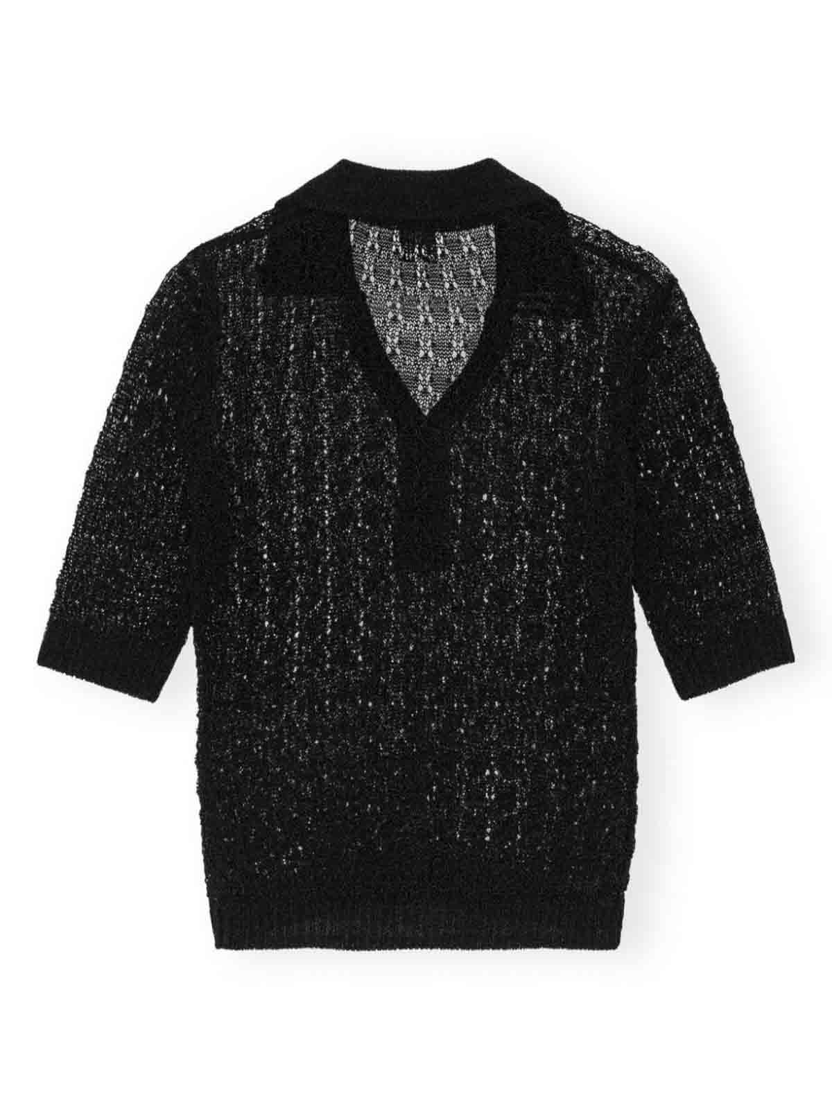 Shiny Pointelle Knit Short Sleeve Polo K2230099 (GANNI / ポロシャツ ) | GANNI (ガニー)(3)