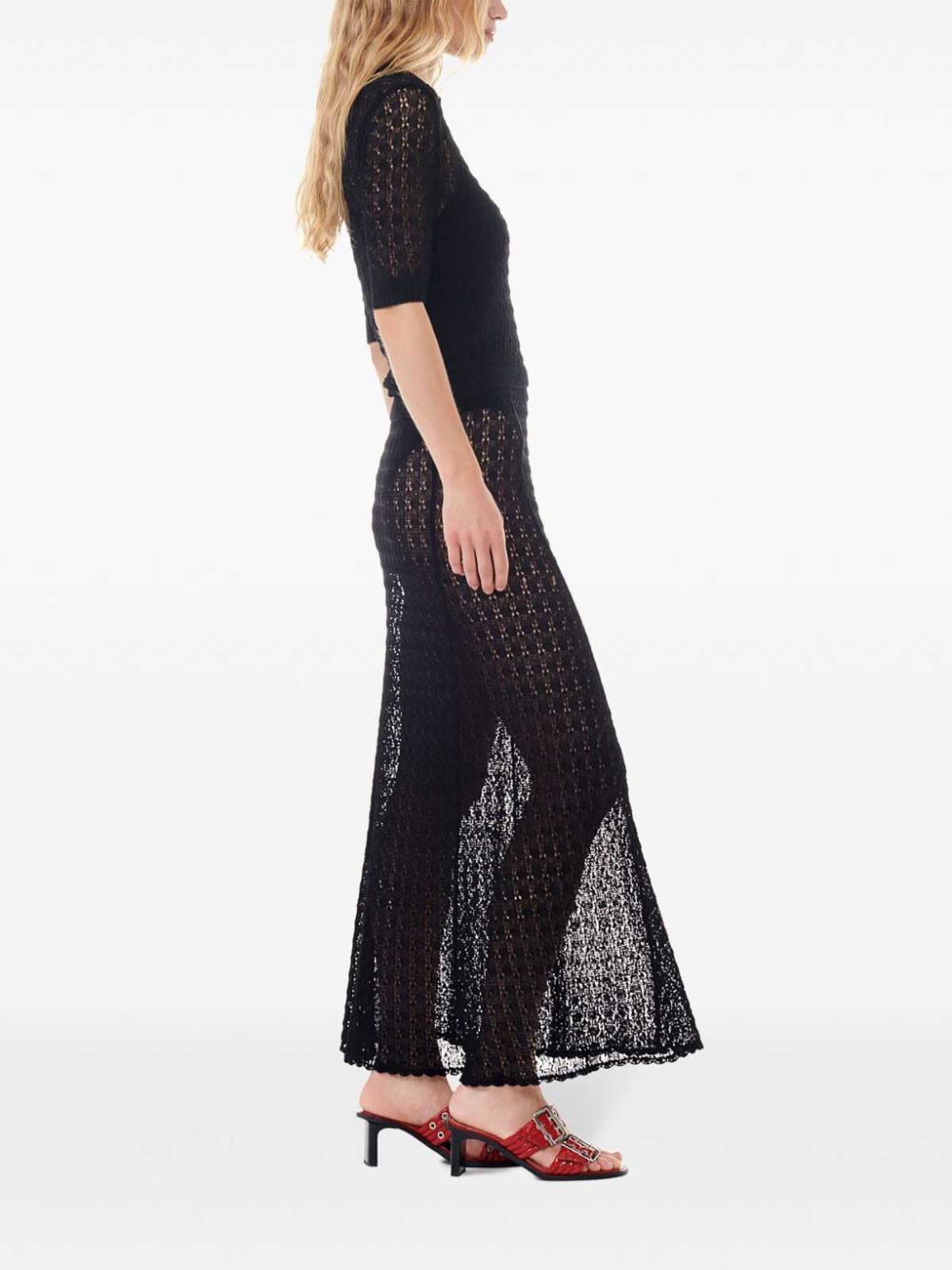 Shiny Pointelle Knit Short Sleeve Polo K2230099 (GANNI / ポロシャツ ) | GANNI (ガニー)(4)
