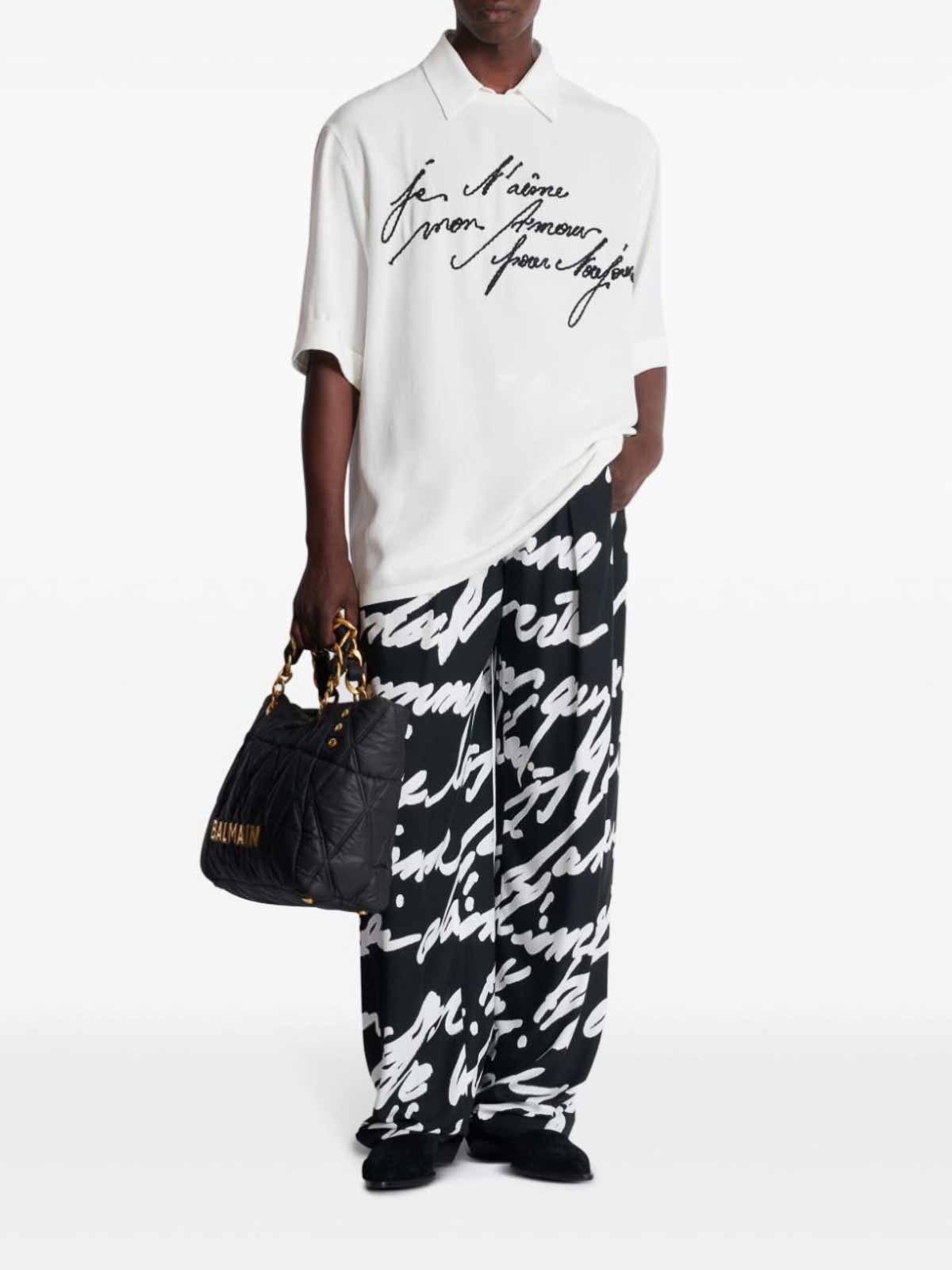 Love Letter Emb Top W/ Shirt Collar White EH1AM055VB000FA (Balmain / シャツ・ブラウス ) | Balmain (バルマン)(1)