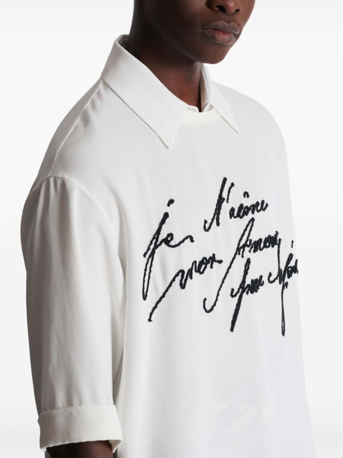 Love Letter Emb Top W/ Shirt Collar White EH1AM055VB000FA (Balmain / シャツ・ブラウス ) | Balmain (バルマン)(4)