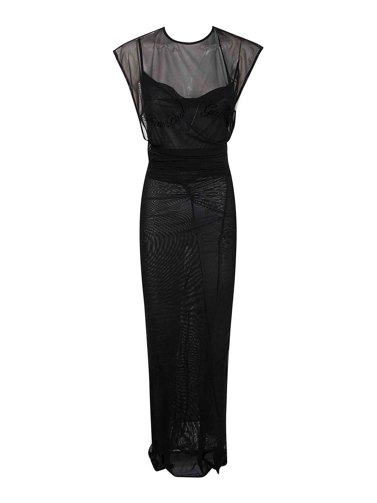 Mesh Open Back Sleeveless Dress Velvet Flock 2533FRO370IT0050000 (Jean Paul GAULTIER / ワンピース・ドレス・オールインワン ) | Jean Paul GAULTIER (ジャンポール ゴルチエ)