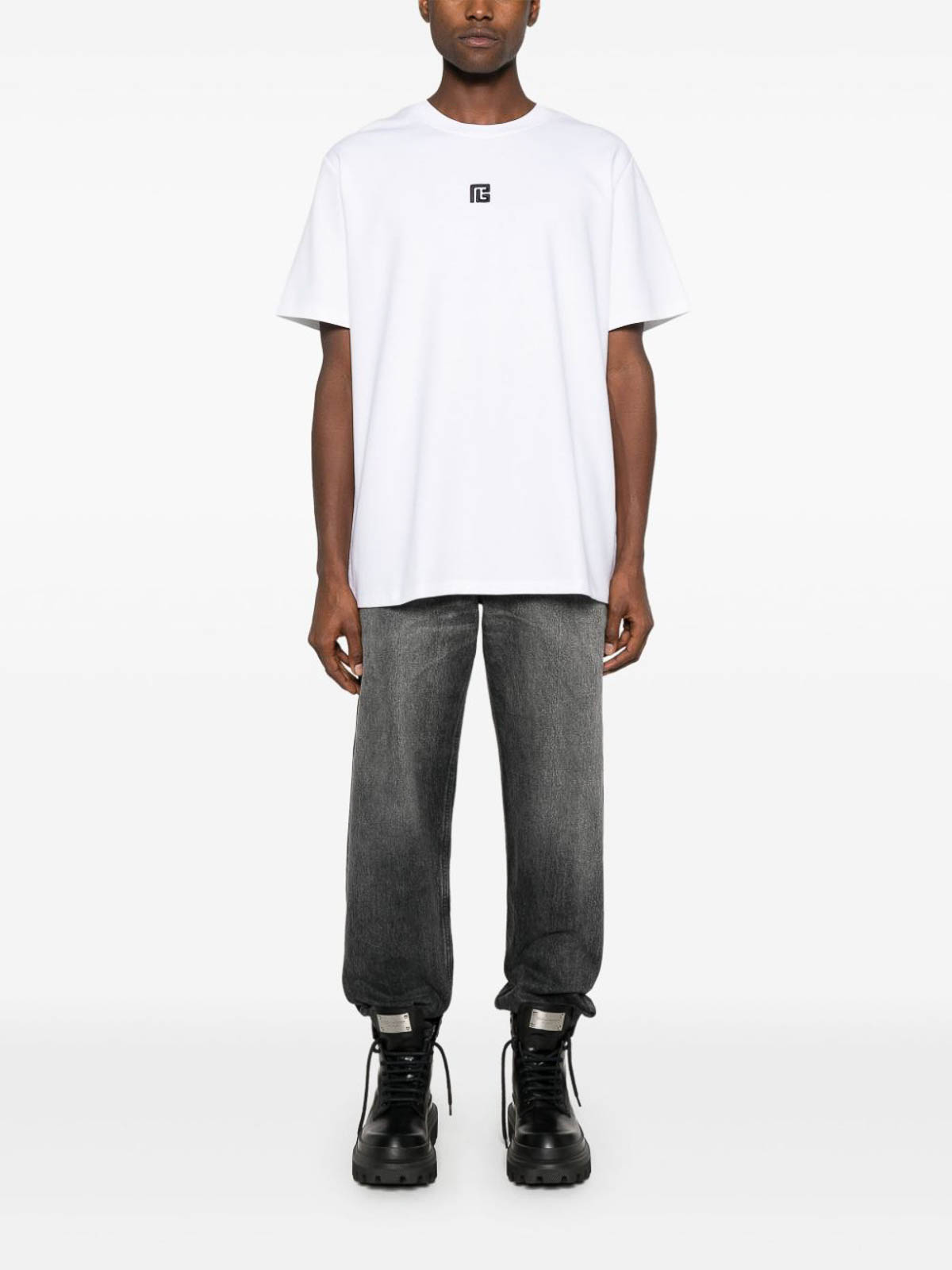 Embroidered T-shirt EH1EG010BC87GABBLANCNOIR (Balmain / Tシャツ・カットソー ) | Balmain (バルマン)(2)