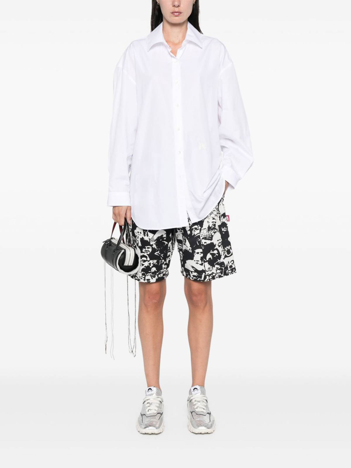 Monogram-Embroidered Loose Shirt PWGE004F24FAB0010103 (Palm Angels / シャツ・ブラウス ) | Palm Angels (パームエンジェルス)(1)