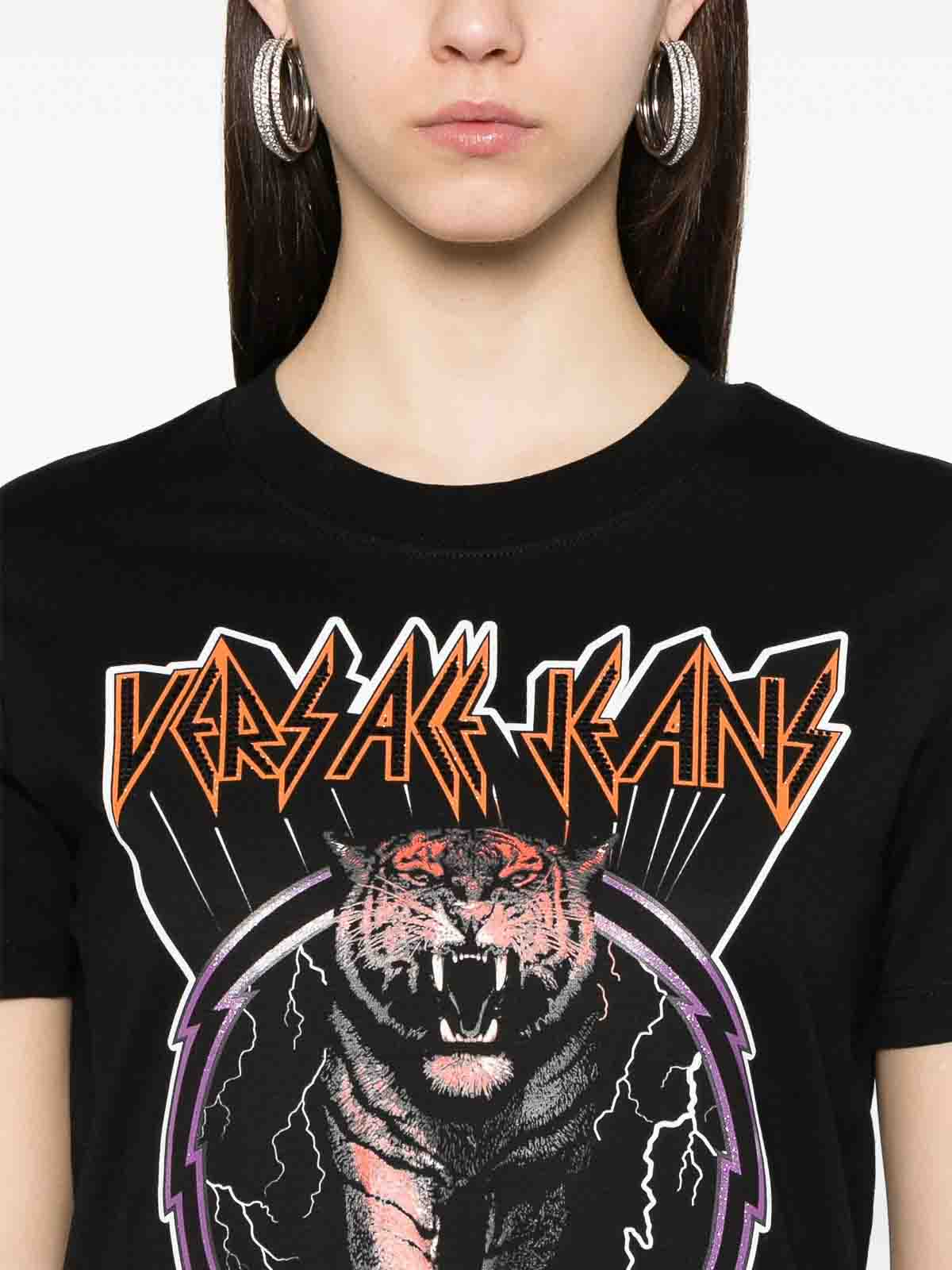 Tiger Logo Strass T-Shirt 78HAHS03CJ00S899 (VERSACE JEANS COUTURE / Tシャツ・カットソー ) | VERSACE JEANS COUTURE (ヴェルサーチェ ジーンズ クチュール)(4)