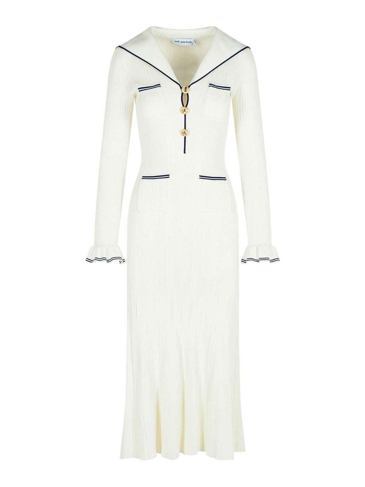 White Viscose Blend Dress SS25024MW (self-portrait / ワンピース・ドレス・オールインワン ) | self-portrait (セルフ・ポートレイト)