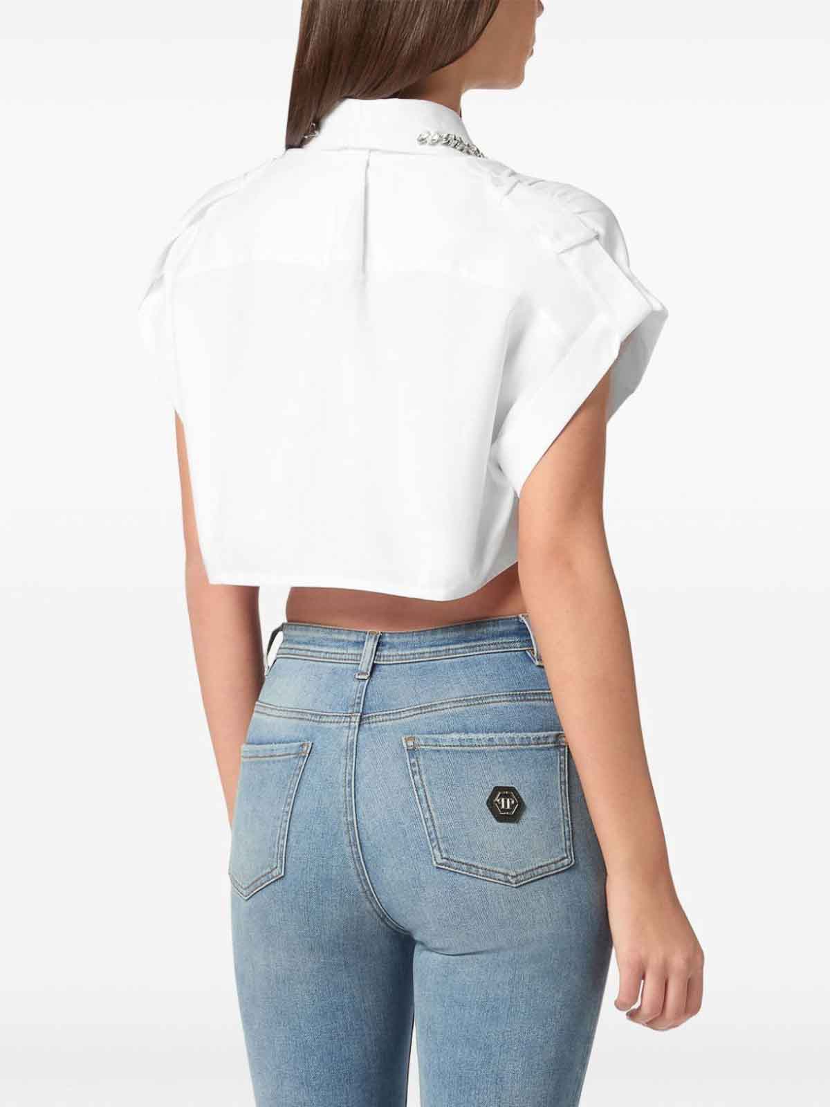 Short Sleeve Voulant Cropped Shirt SAECWRP0494PTE012N01 (PHILIPP PLEIN / シャツ・ブラウス ) | PHILIPP PLEIN (フィリップ プレイン)(4)