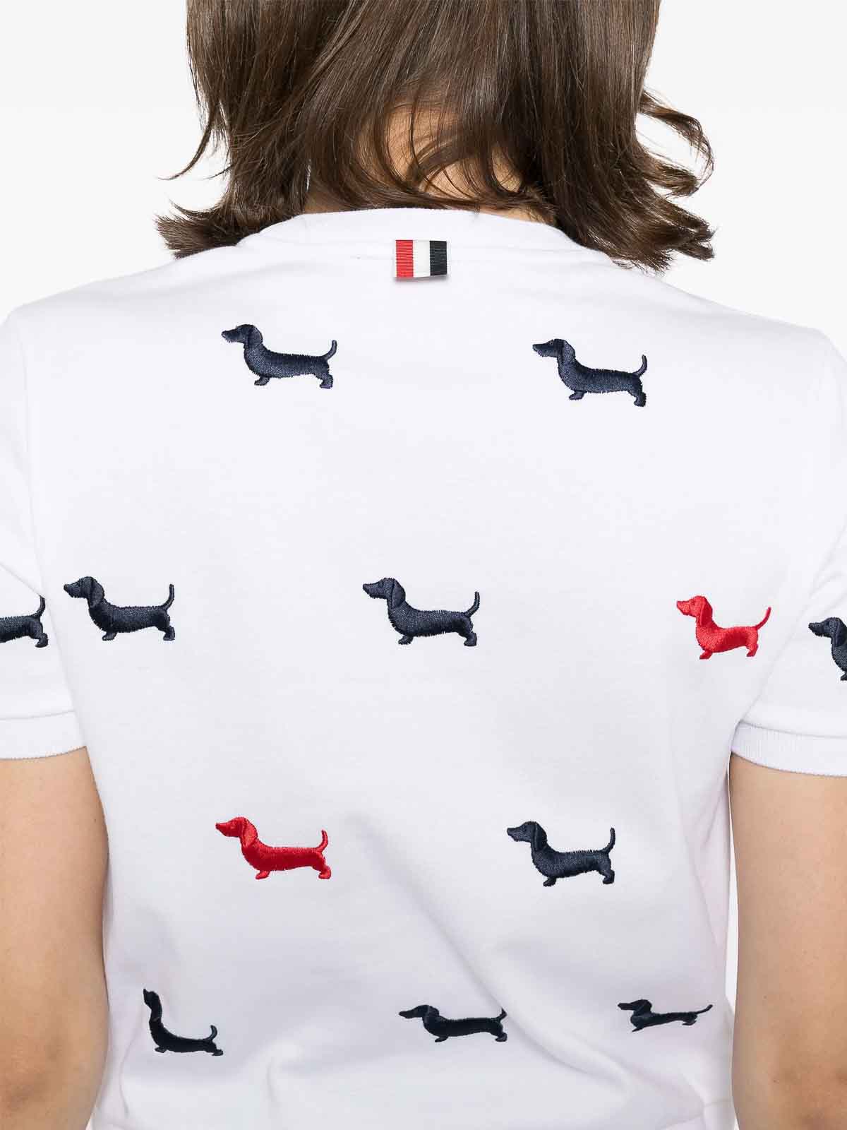 Embroidered-Hector Dog Logo T-Shirt FJS206EJ0055100 (Thom Browne / Tシャツ・カットソー ) | Thom Browne (トム・ブラウン)(4)