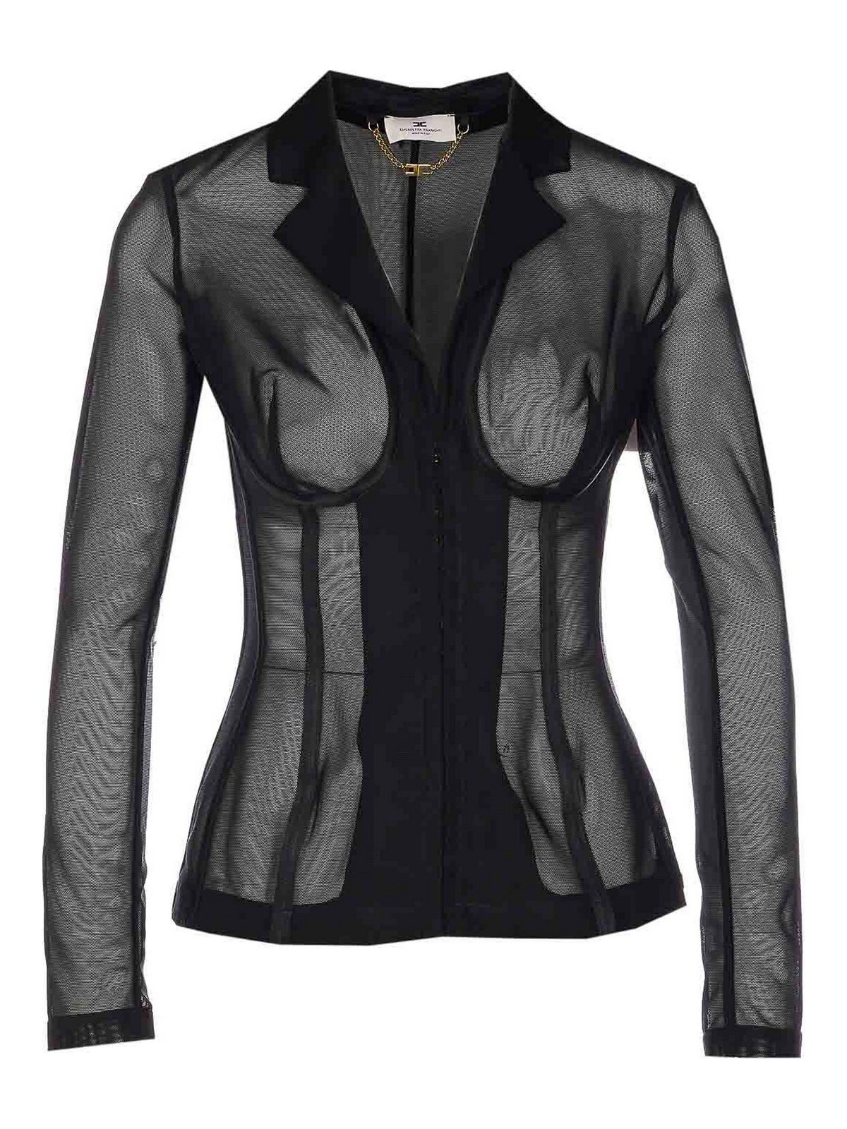 Black Bustier Transparent Jacket GI13452E2110 (Elisabetta Franchi / カジュアルジャケット ) | Elisabetta Franchi (エリザベッタ フランキ)