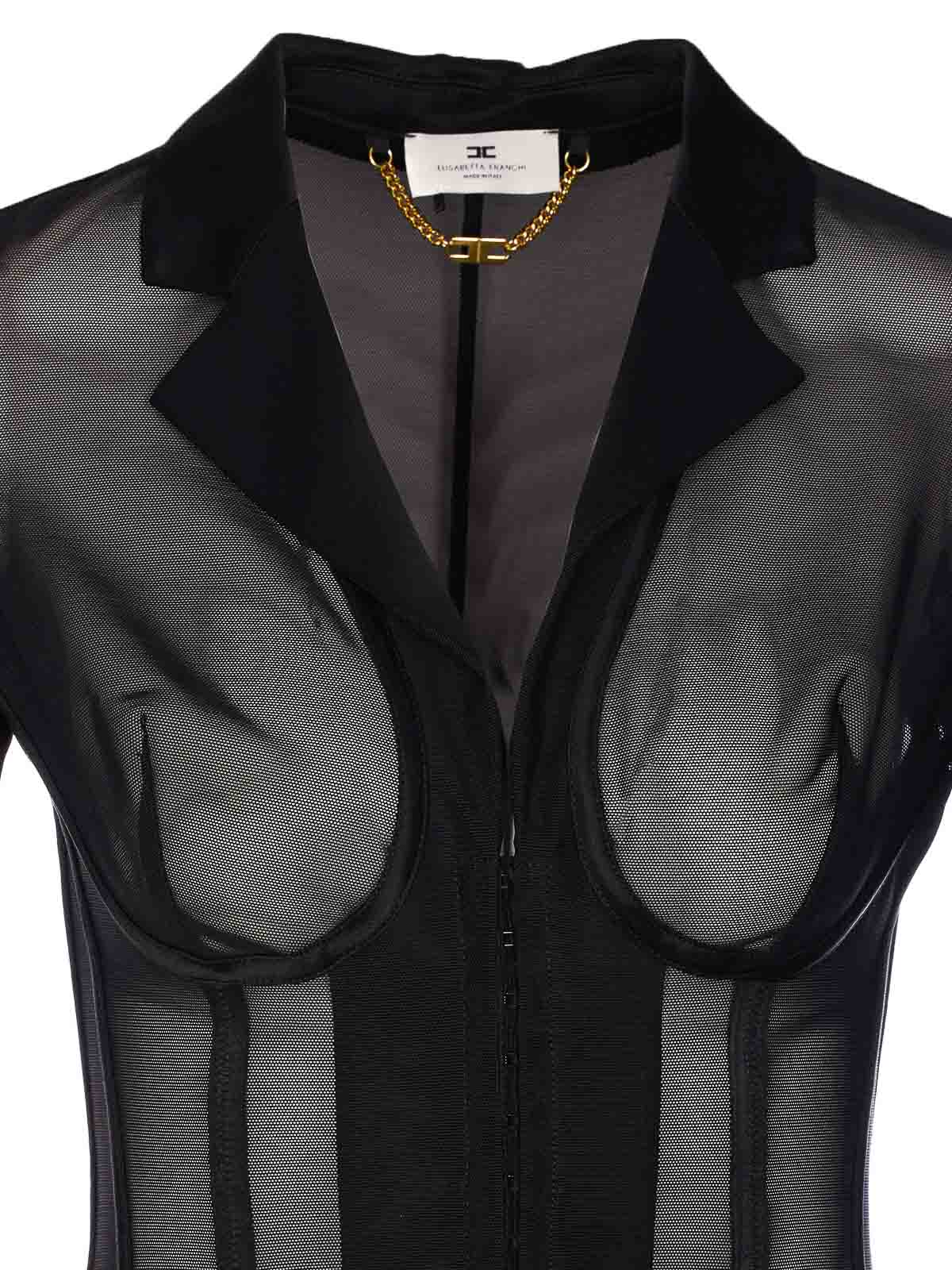 Black Bustier Transparent Jacket GI13452E2110 (Elisabetta Franchi / カジュアルジャケット ) | Elisabetta Franchi (エリザベッタ フランキ)(3)