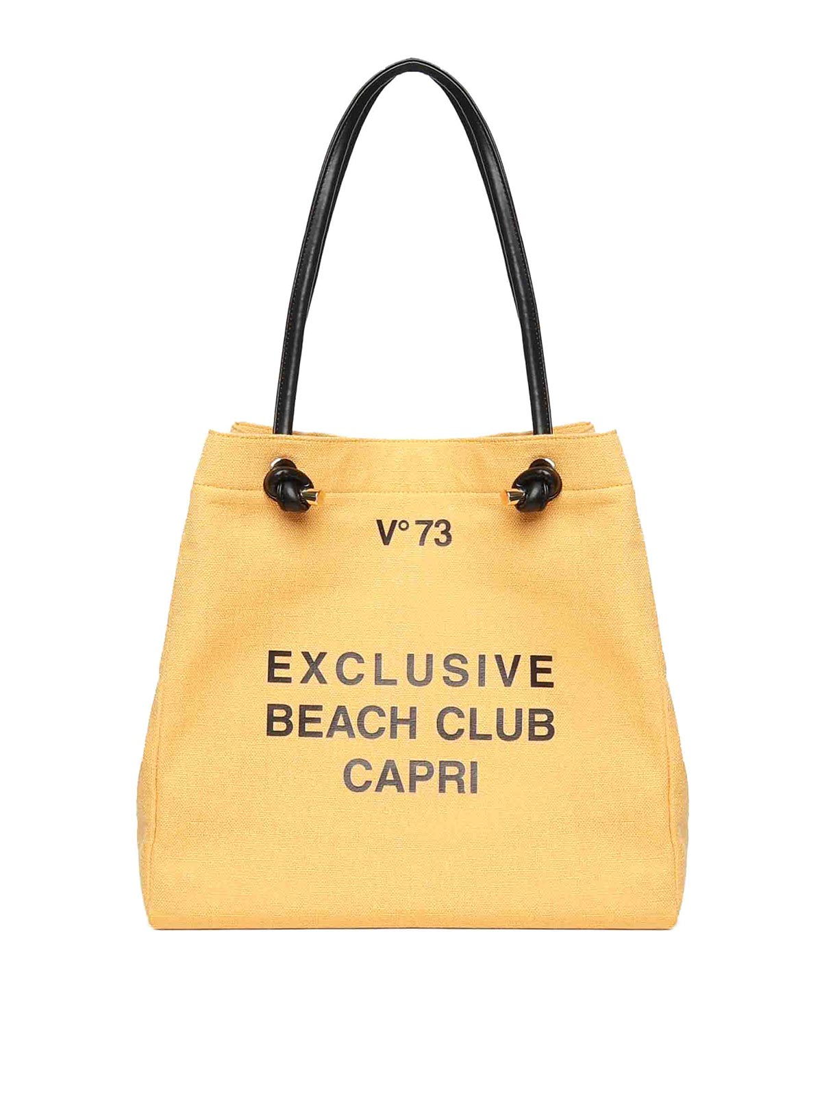 Beach Club Shopping Bag 73BS92701BEACHCLUBGIALLONERO (V°73 / トートバッグ ) | V°73 (ヴィ セッタンタトレ)