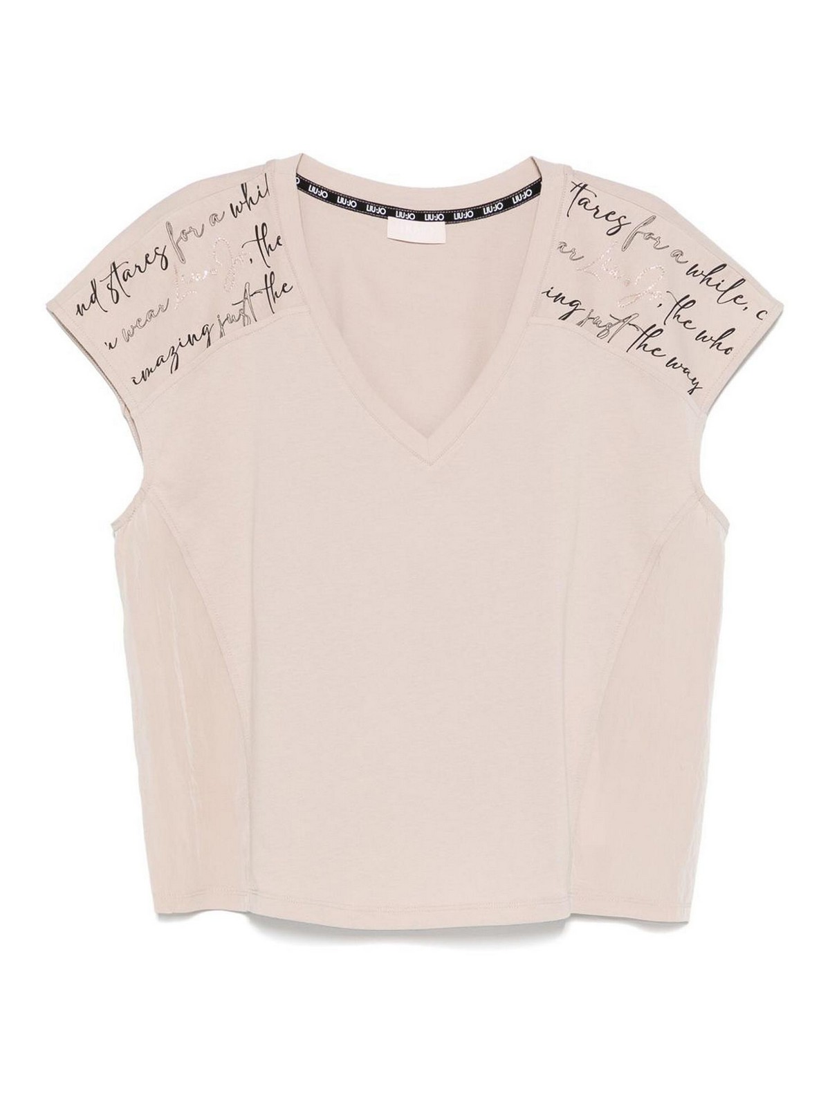 T-shirt with rhinestones and printing TA5177J590441305 (LIU•JO / Tシャツ・カットソー ) | LIU•JO (リュー・ジョー)