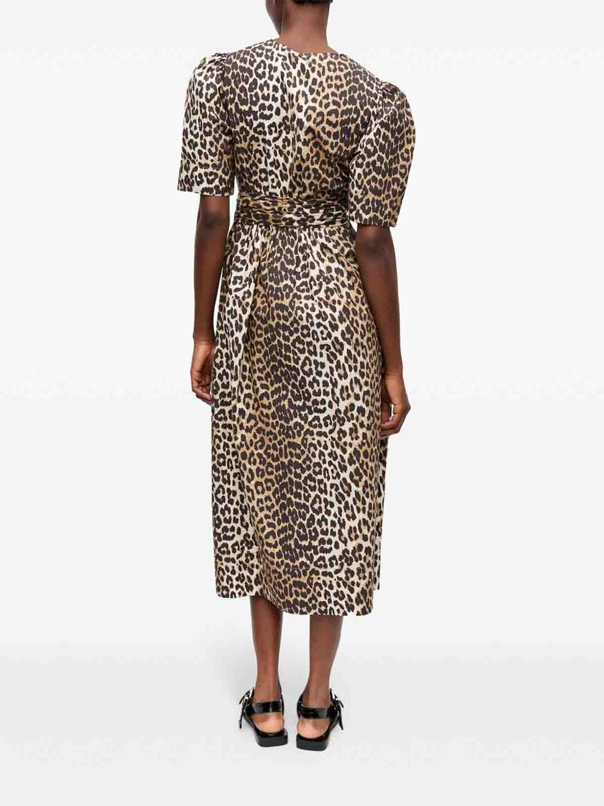 Midi dress with printing W0373943LEOPARD (GANNI / ワンピース・ドレス・オールインワン ) | GANNI (ガニー)(1)