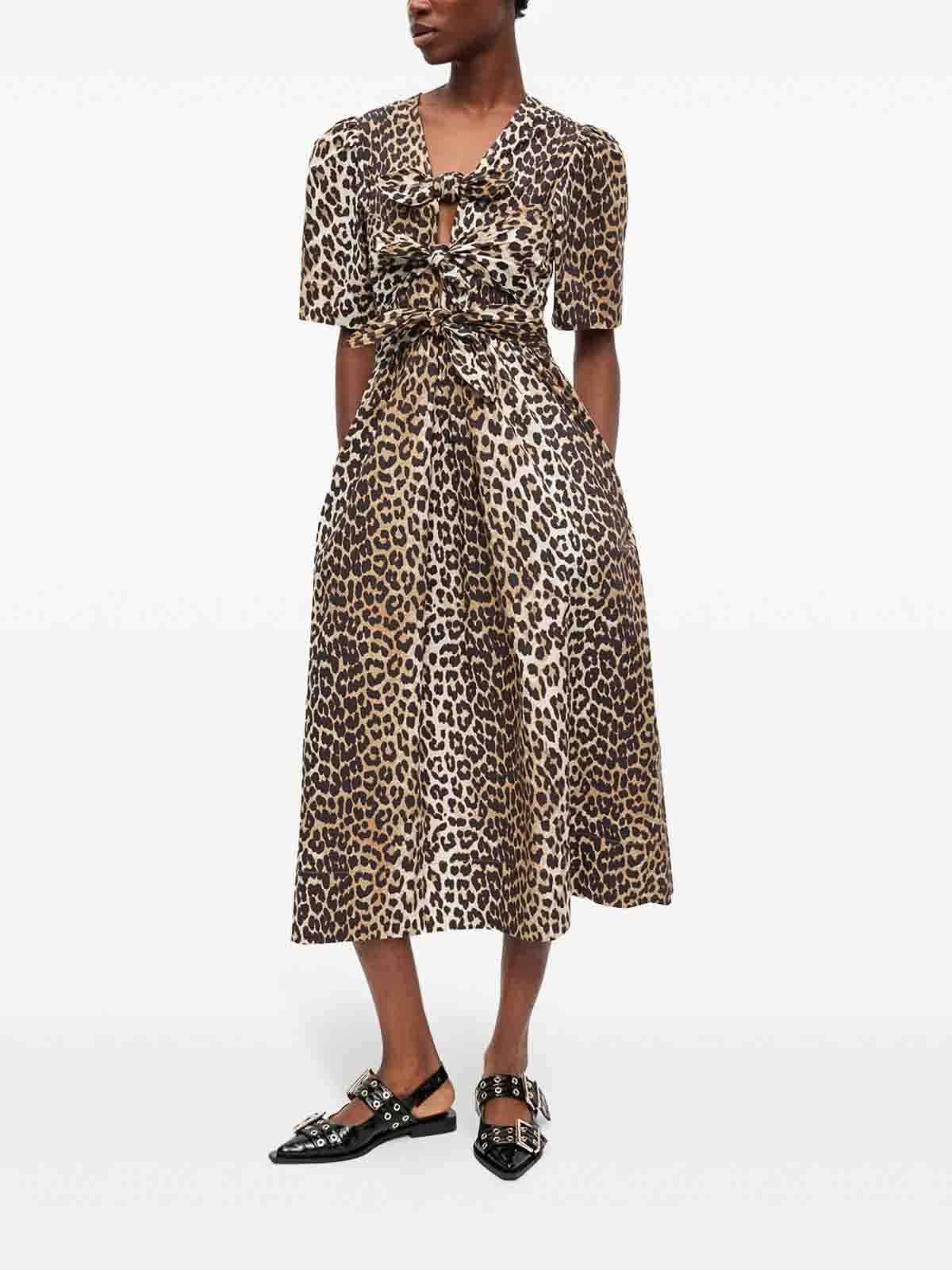 Midi dress with printing W0373943LEOPARD (GANNI / ワンピース・ドレス・オールインワン ) | GANNI (ガニー)(4)