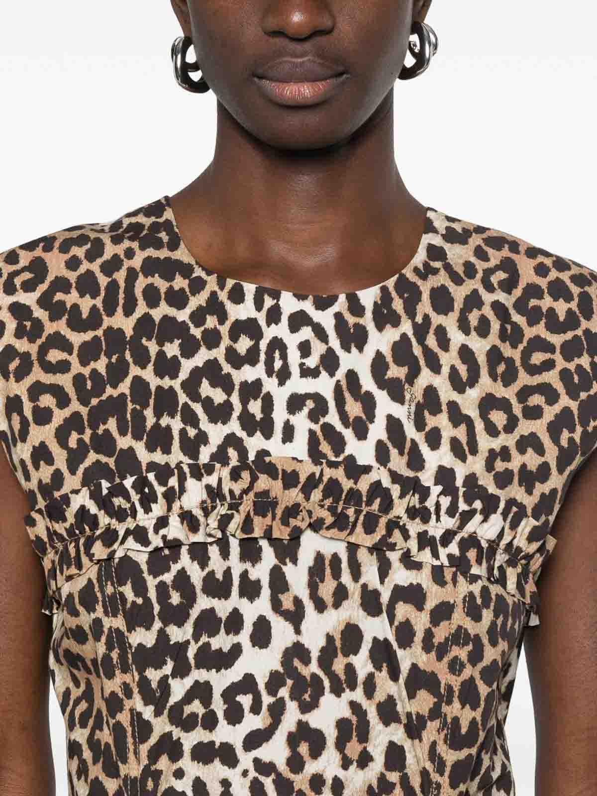 Leopard-Print Cotton Mini Dress W0652943 (GANNI / ワンピース・ドレス・オールインワン ) | GANNI (ガニー)(2)