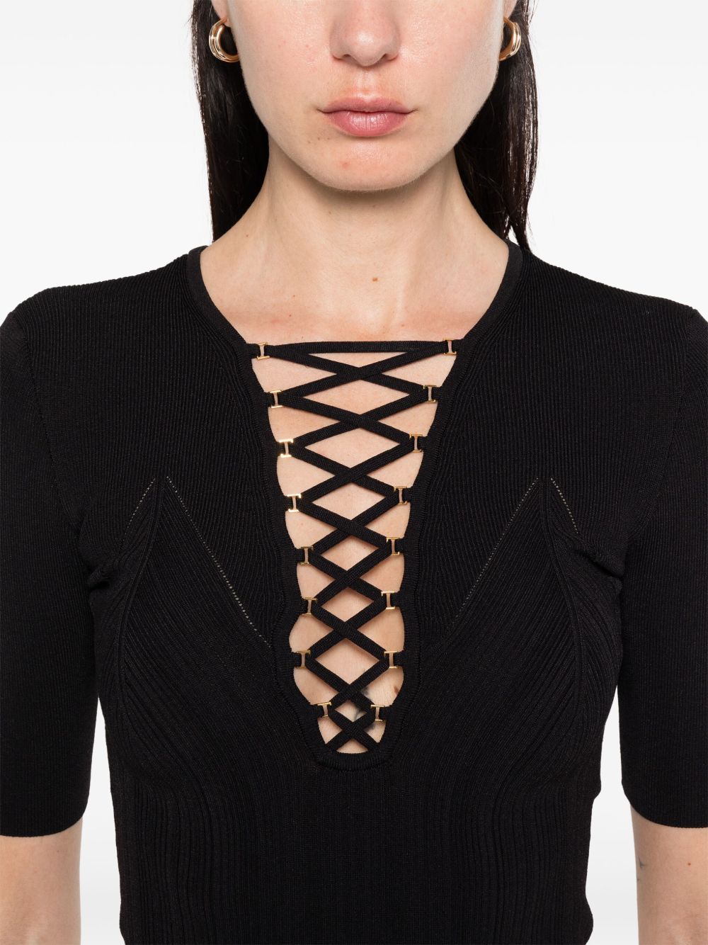 Elisabetta Franchi Top Black MK57B52E2110 (Elisabetta Franchi / Tシャツ・カットソー ) | Elisabetta Franchi (エリザベッタ フランキ)(1)