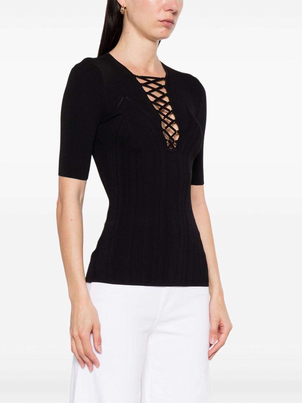 Elisabetta Franchi Top Black MK57B52E2110 (Elisabetta Franchi / Tシャツ・カットソー ) | Elisabetta Franchi (エリザベッタ フランキ)(4)