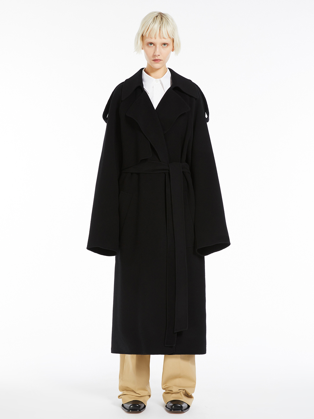 コート SPORTMAX SportMax Coats Black (2522086011600 80747013) Sportmax Belted Coat | Black | FARFETCH