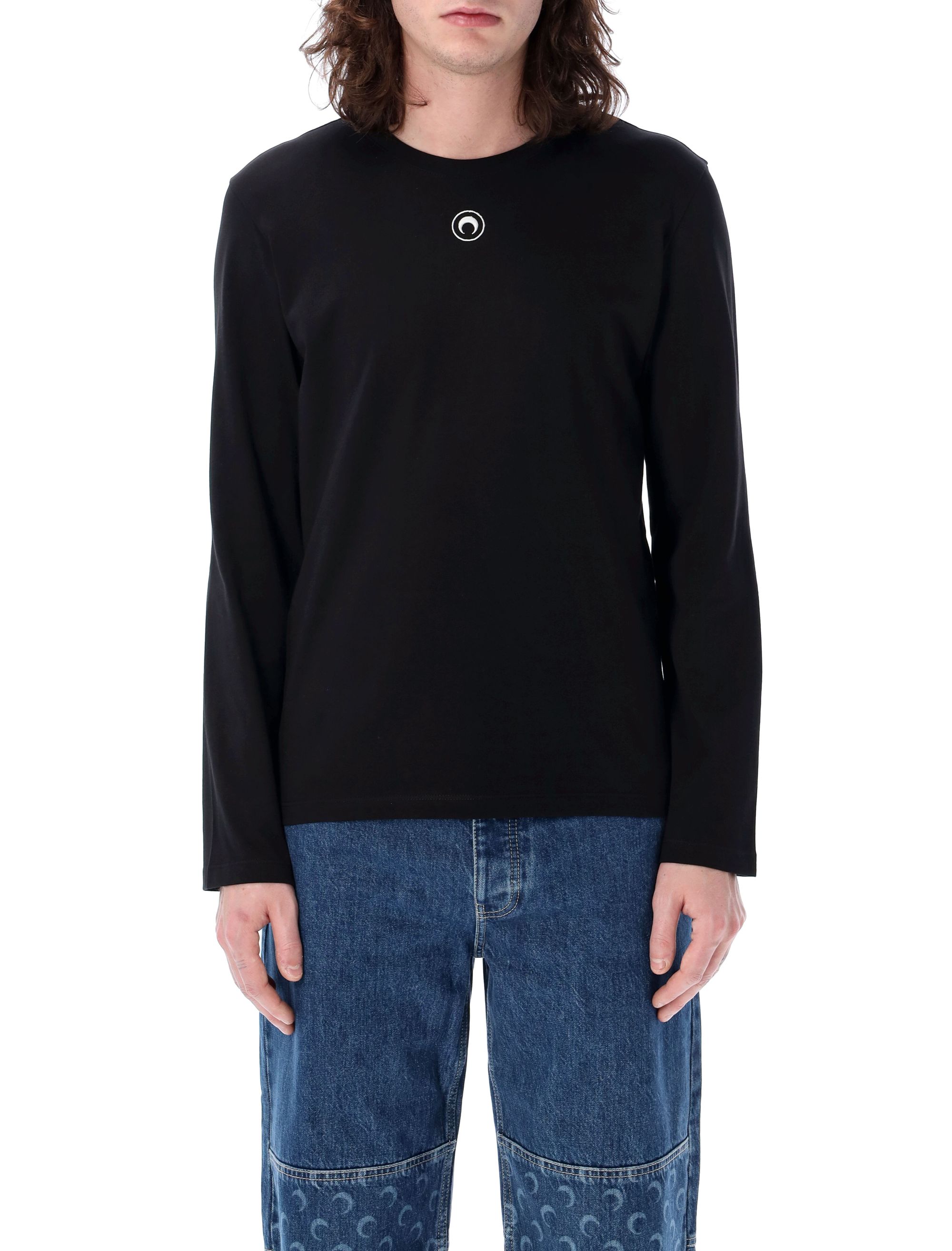 MARINE SERRE マリーンセル Tシャツ ブラック M 黒 長袖 マリーン セル MARINE SERRE クルーネックTシャツ ORGANIC