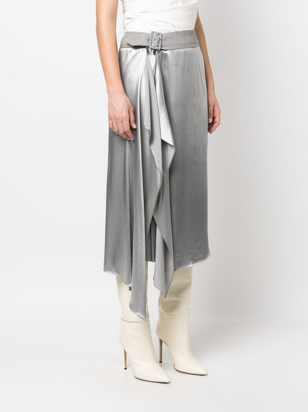 スカート Fendi Skirts Grey Fendi Wool Asymmetrical Hem Midi Skirt (Skirts) IFCHIC.COM