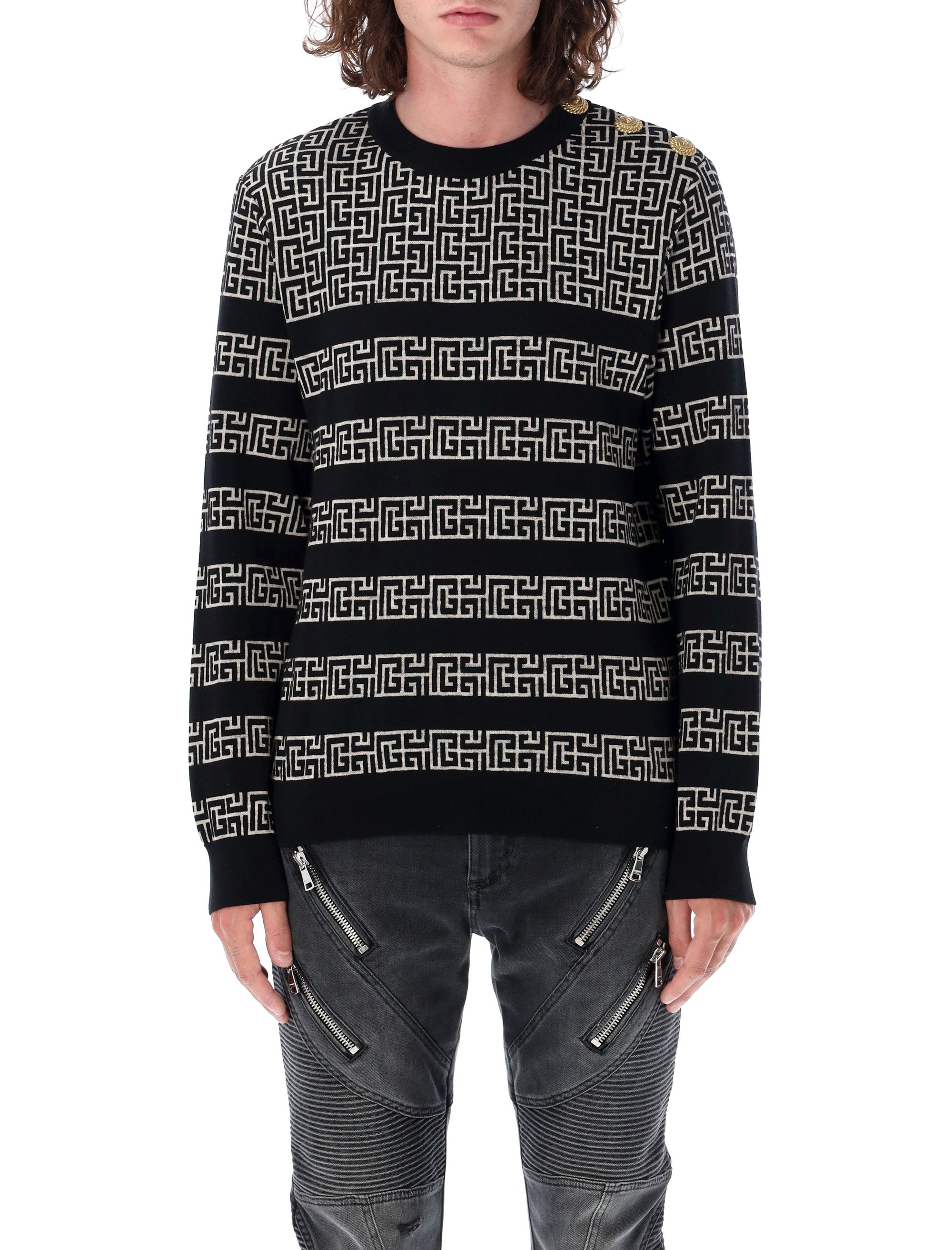 Balmain Sweaters White DH1KD010KH09GFE (Balmain / ニット・セーター・カーディガン ) | Balmain (バルマン)
