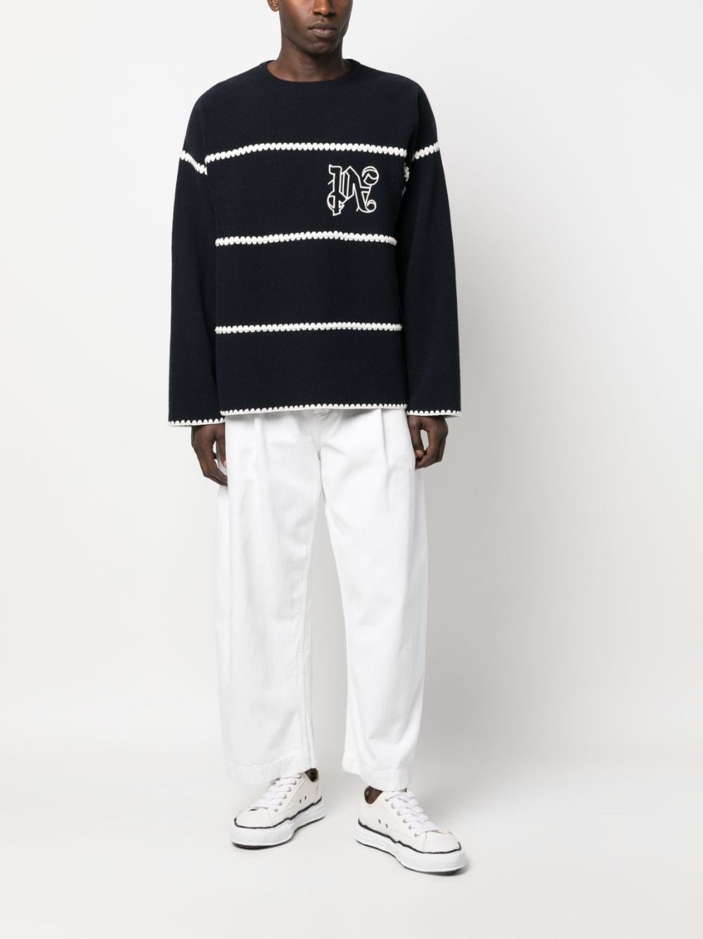 Palm Angels Sweaters Blue PMHE048E23KNI0014603 (Palm Angels / ニット・セーター・カーディガン ) | Palm Angels (パームエンジェルス)(1)