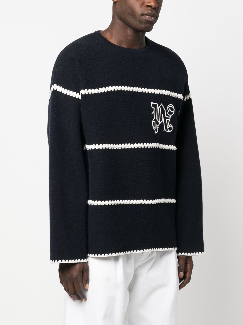 Palm Angels Sweaters Blue PMHE048E23KNI0014603 (Palm Angels / ニット・セーター・カーディガン ) | Palm Angels (パームエンジェルス)(2)