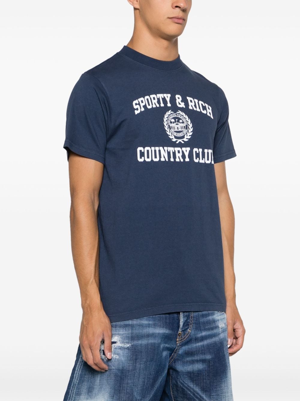 SPORTY & RICH T-shirts and Polos Blue TSAW2353NANAVY31 (Sporty & Rich / Tシャツ・カットソー ) | Sporty & Rich (スポーティアンドリッチ)(2)