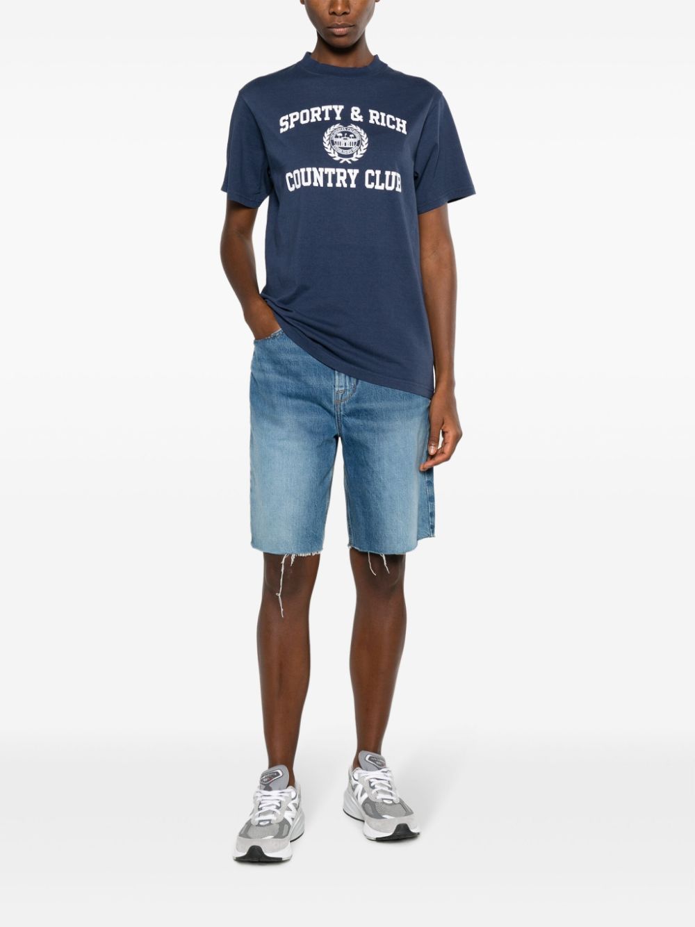 SPORTY & RICH T-shirts and Polos Blue TSAW2353NANAVY31 (Sporty & Rich / Tシャツ・カットソー ) | Sporty & Rich (スポーティアンドリッチ)(3)