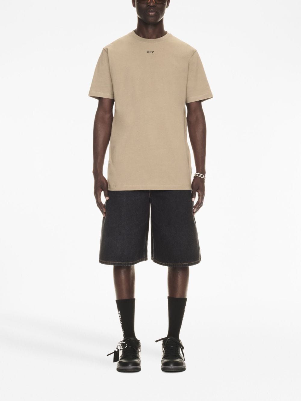 Off White T-shirts and Polos Beige OMAA027F23JER0086110 (Off-White / Tシャツ・カットソー ) | Off-White (オフホワイト)(3)