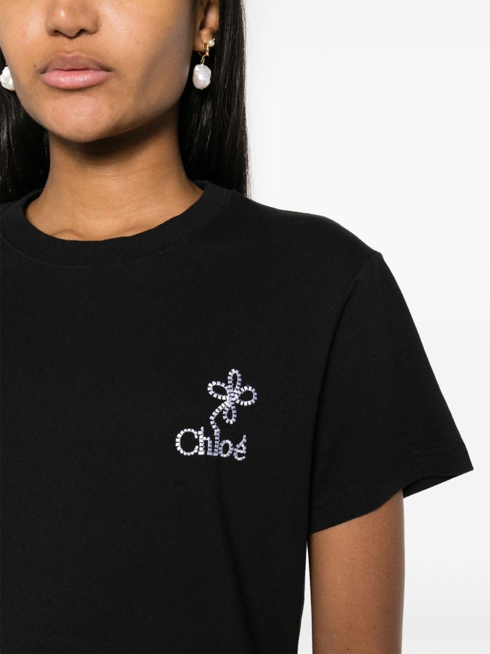 Chloè T-shirts and Polos BLACK CHC24UJH01184001 (Chloé / Tシャツ・カットソー ) | Chloé (クロエ)(3)