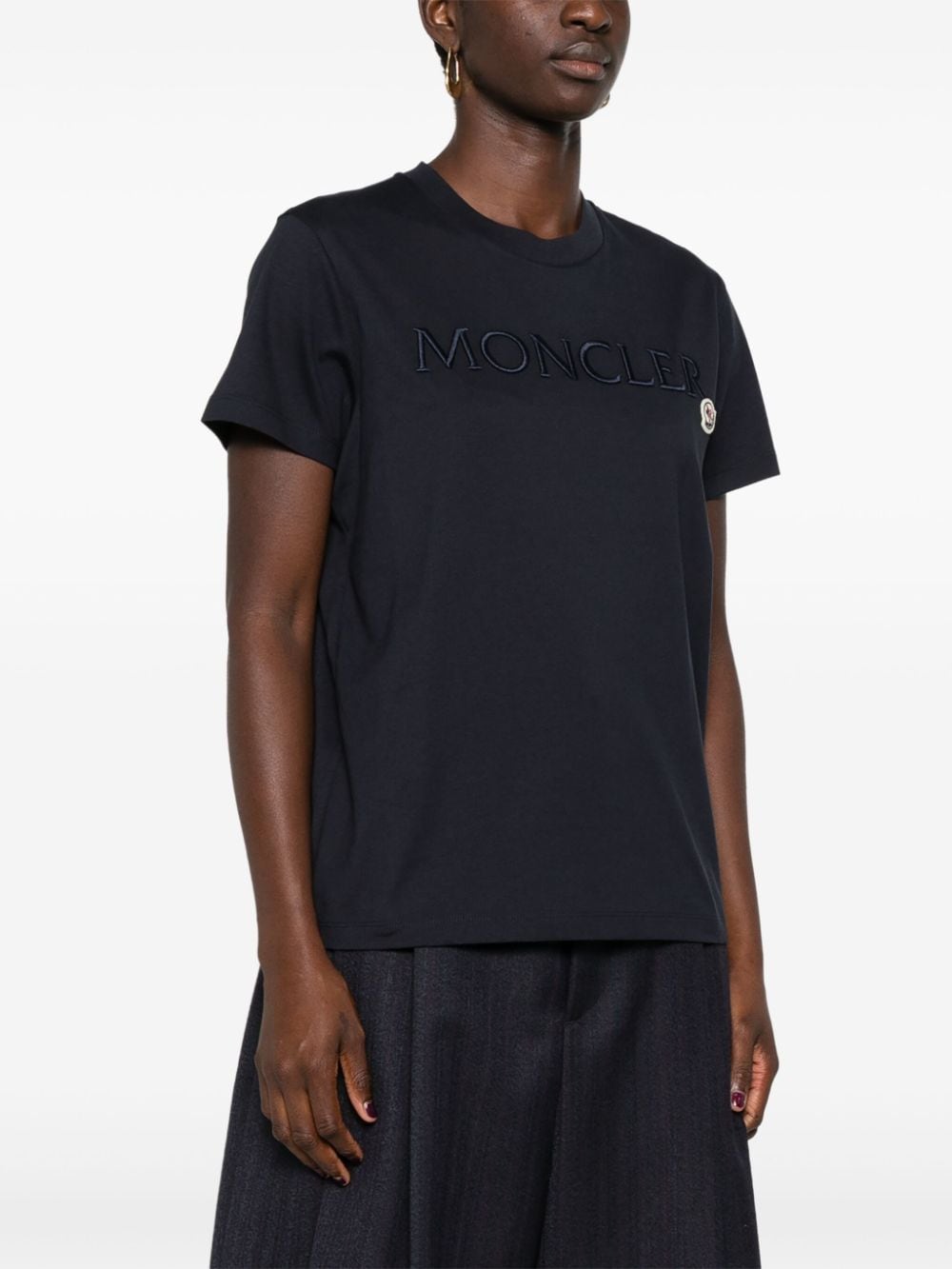 Tシャツ・カットソー MONCLER Moncler T-shirts and Polos Blue Moncler Men's Collar Logo T-Shirt in Blue Moncler