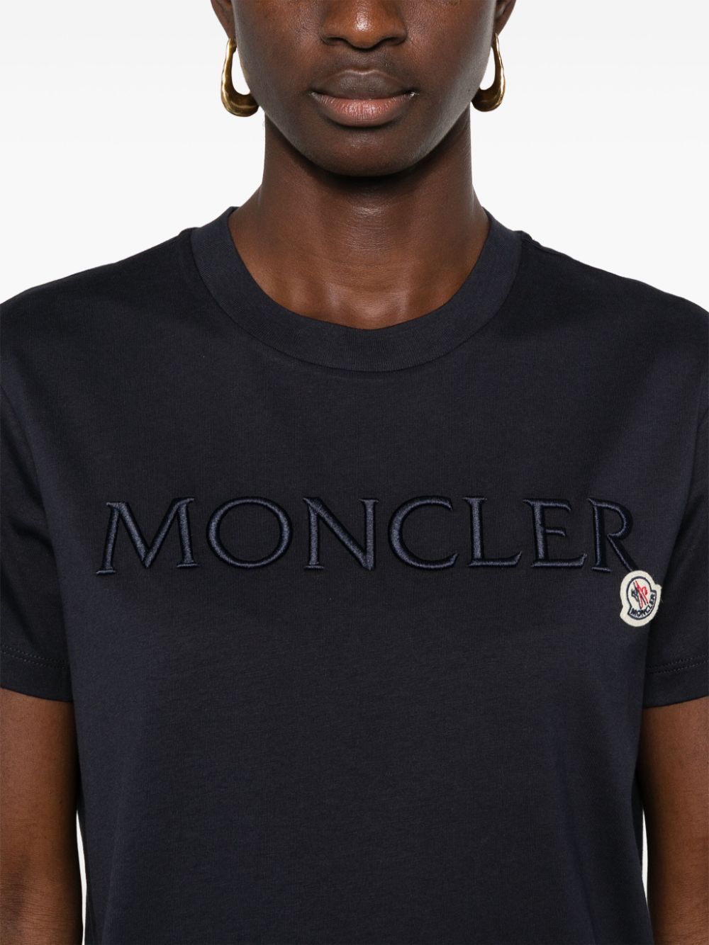 Tシャツ・カットソー MONCLER Moncler T-shirts and Polos Blue Moncler Men's Collar Logo T-Shirt in Blue Moncler