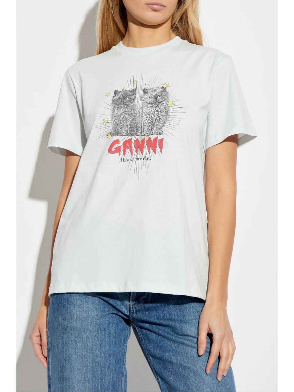 GANNI T-shirts and Polos Clear Blue T4165628 (GANNI / Tシャツ・カットソー ) | GANNI (ガニー)(1)