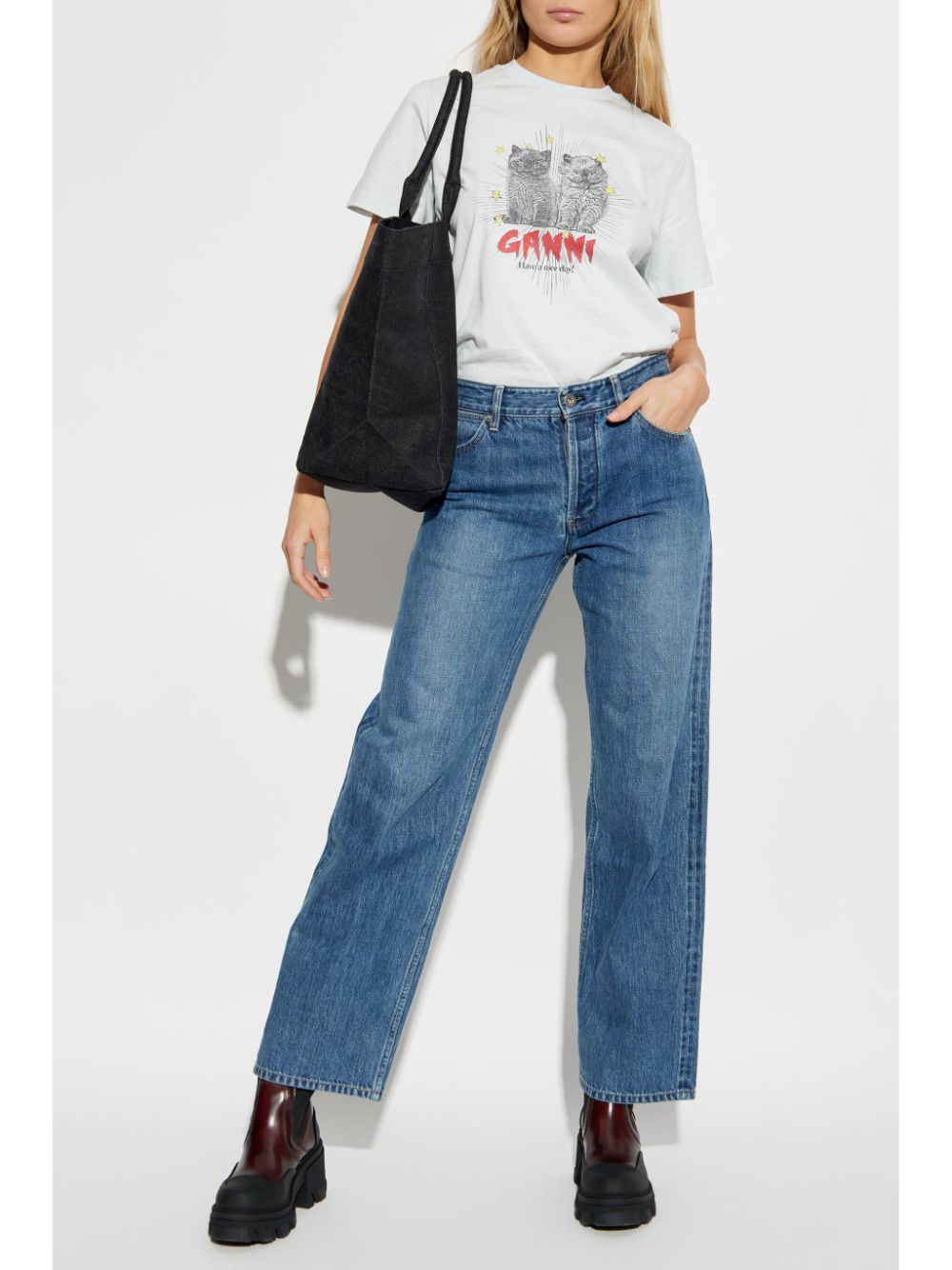 GANNI T-shirts and Polos Clear Blue T4165628 (GANNI / Tシャツ・カットソー ) | GANNI (ガニー)(4)