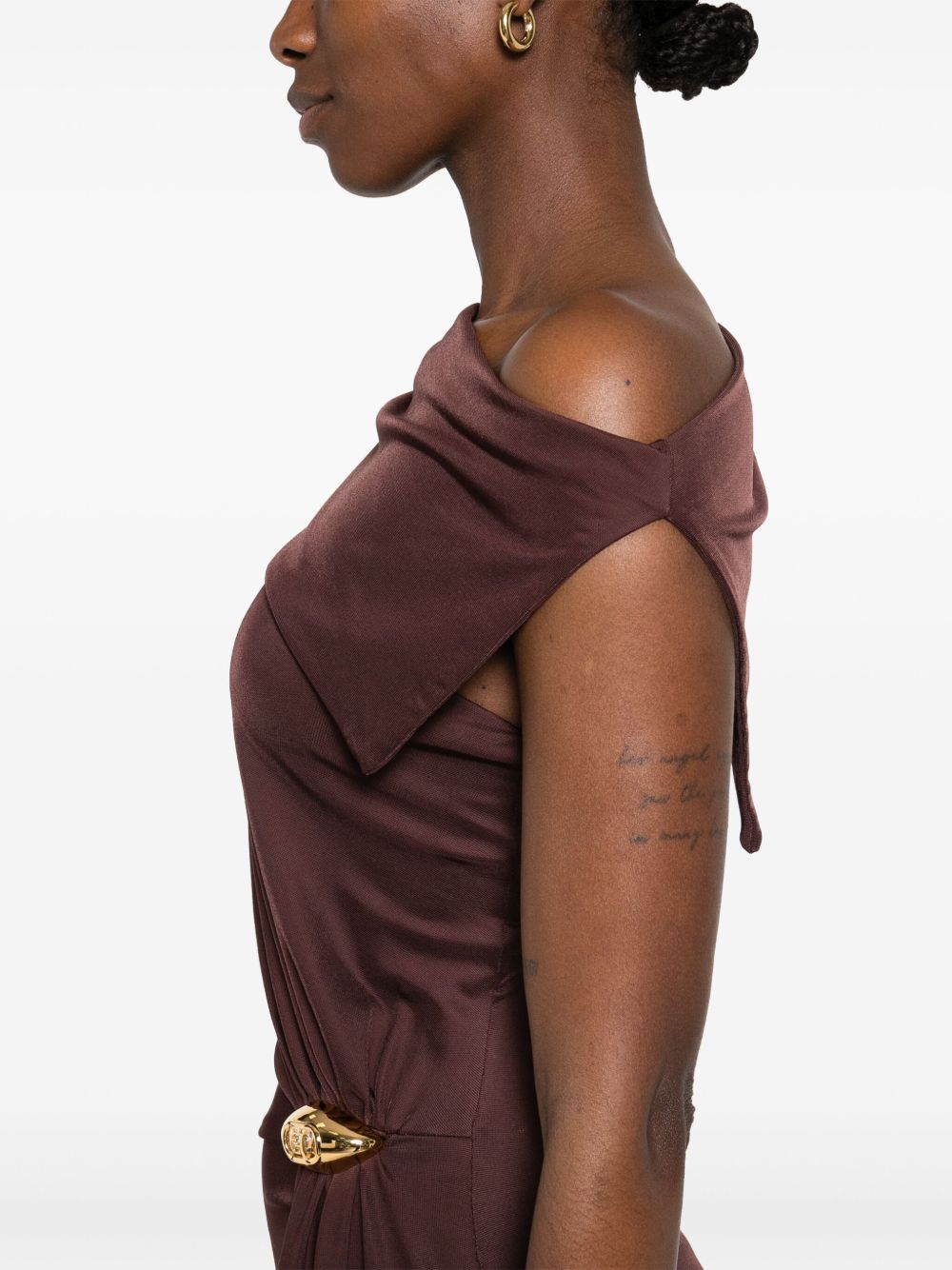 ワンピース ELISABETTA FRANCHI Woman Dress Brown ABR48 644 ELISABETTA FRANCHI Women's long brown dress in cupro jersey