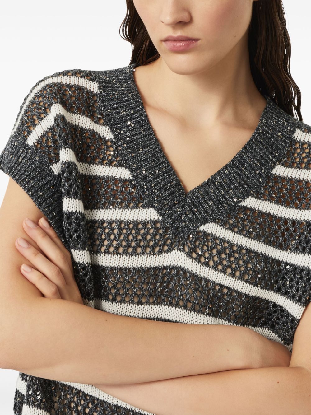 Brunello Cucinelli Top Blue MCO558902CAS74 (Brunello Cucinelli / ニット・セーター・カーディガン ) | Brunello Cucinelli (ブルネロ・クチネリ)(2)