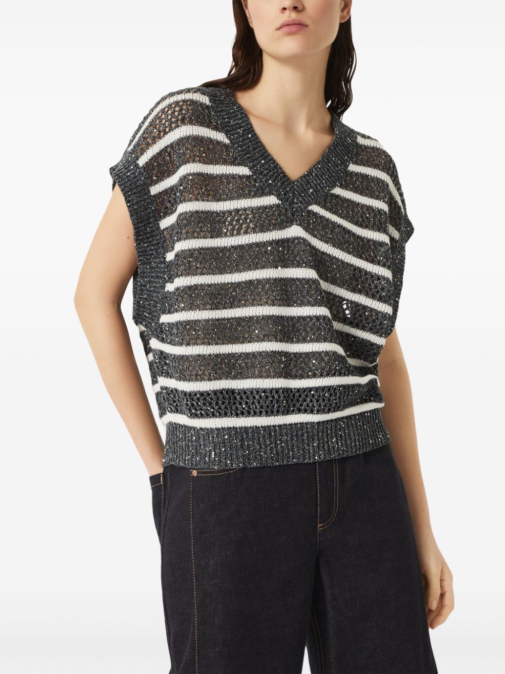 Brunello Cucinelli Top Blue MCO558902CAS74 (Brunello Cucinelli / ニット・セーター・カーディガン ) | Brunello Cucinelli (ブルネロ・クチネリ)(4)