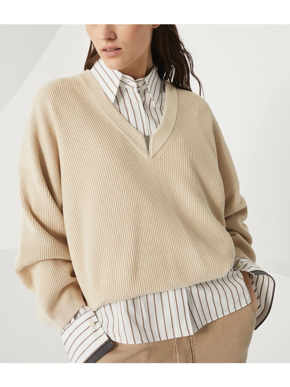 Brunello Cucinelli Sweaters Beige M19255002C9733 (Brunello Cucinelli / ニット・セーター・カーディガン ) | Brunello Cucinelli (ブルネロ・クチネリ)(3)