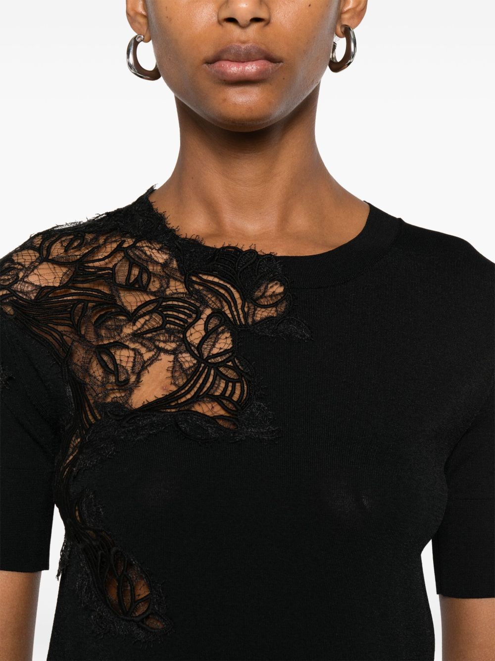 Ermanno Scervino T-shirts and Polos Black D465L333APLG95708 (ERMANNO SCERVINO / Tシャツ・カットソー ) | ERMANNO SCERVINO (エルマンノ シェルヴィーノ)(1)