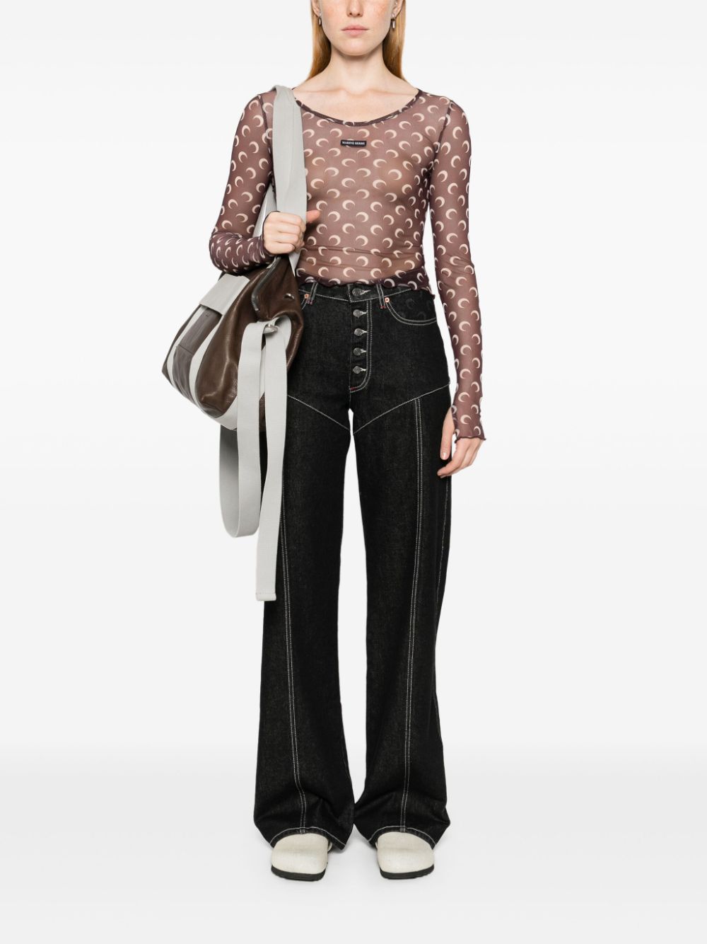 Tシャツ・カットソー MARINE SERRE Women Tops WTS012A CJER0054 BR30 Brown 楽天市場】Marine Serre マリーン セル ロンT カットソー