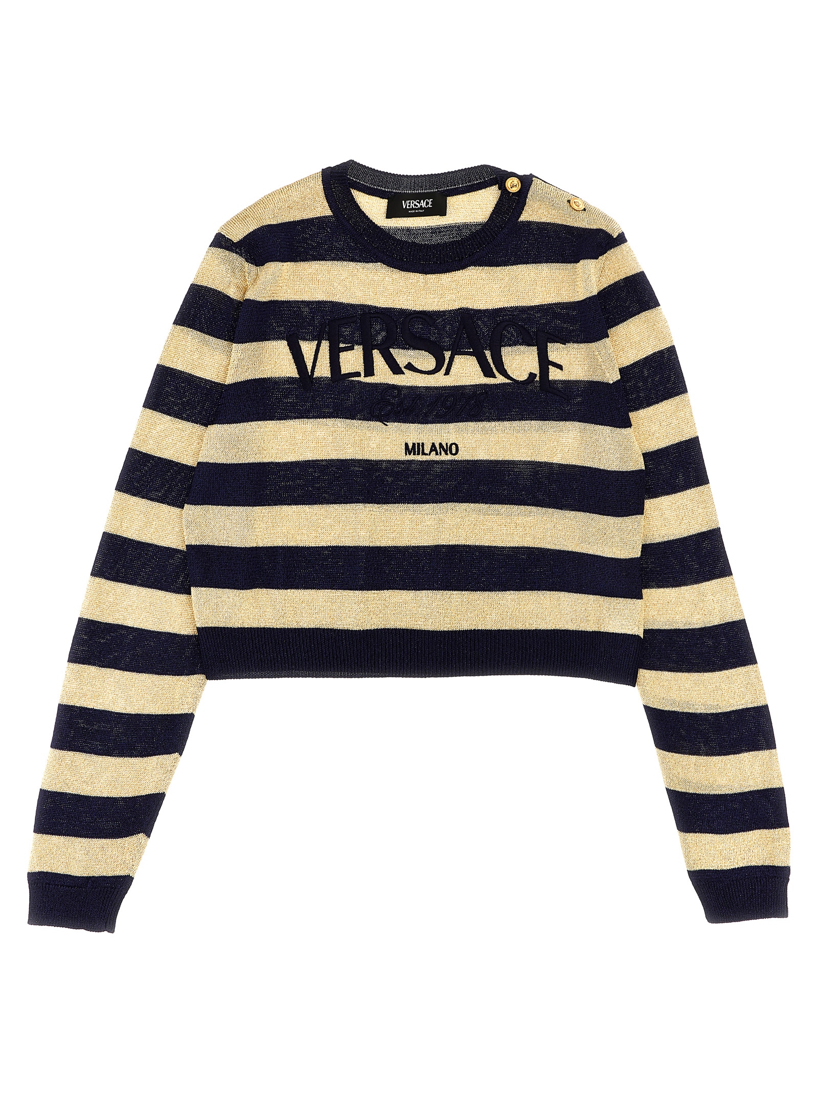 Lurex striped sweater with logo embroidery 10137781A096852U500 (VERSACE / ニット・セーター・カーディガン ) | VERSACE (ヴェルサーチェ)