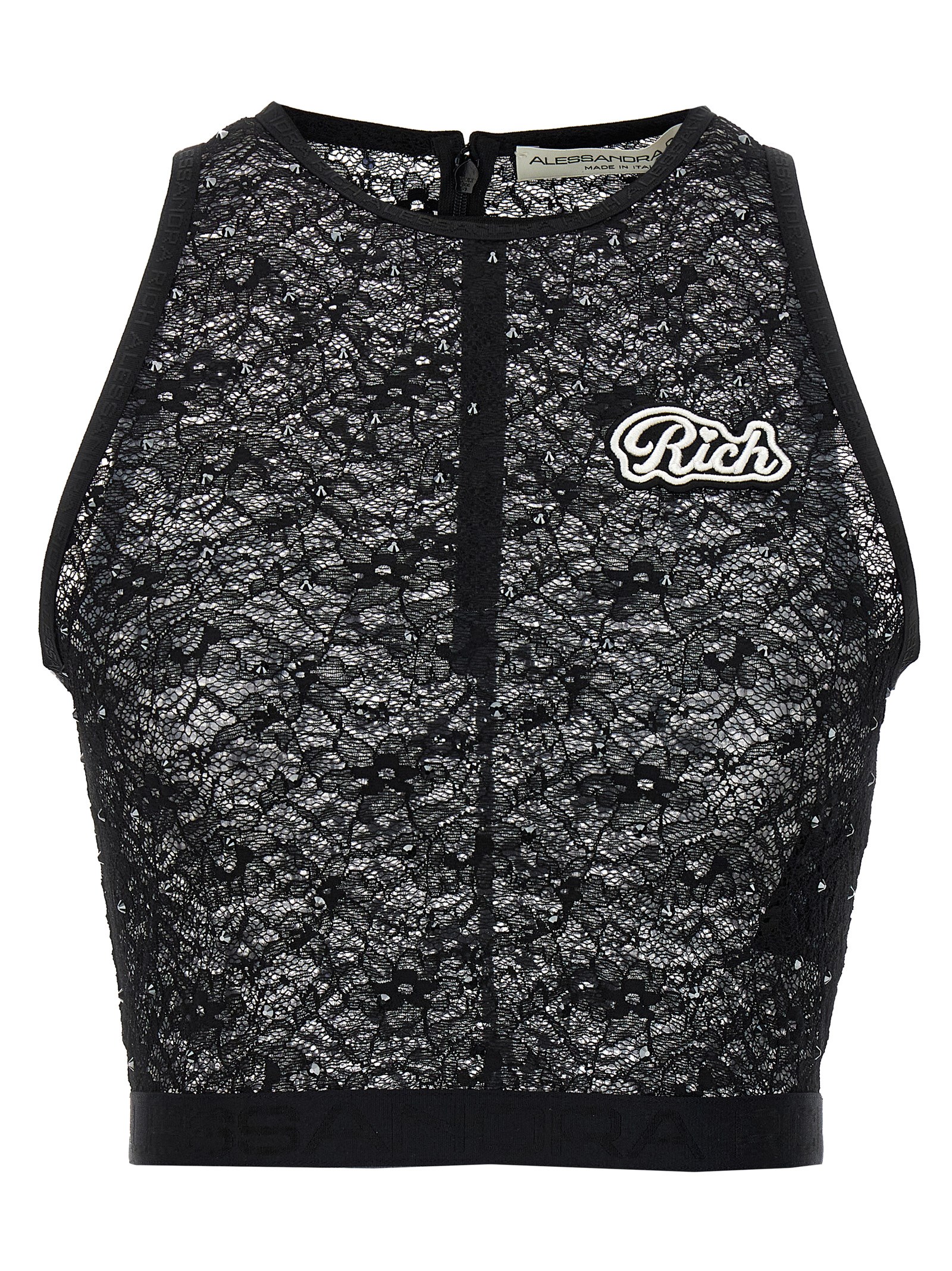 Rhinestone lace top FABX3603P42060900 (ALESSANDRA RICH / タンクトップ・キャミソール ) | ALESSANDRA RICH (アレッサンドラ リッチ)