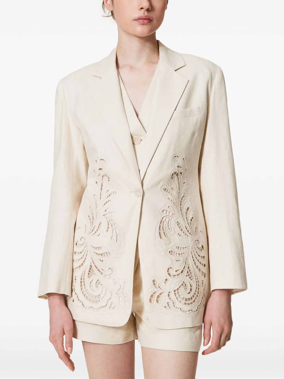 Linen Blend Jacket With Embroidery 251TP216000059 (TWINSET / カジュアルジャケット ) | TWINSET (ツインセット)(2)