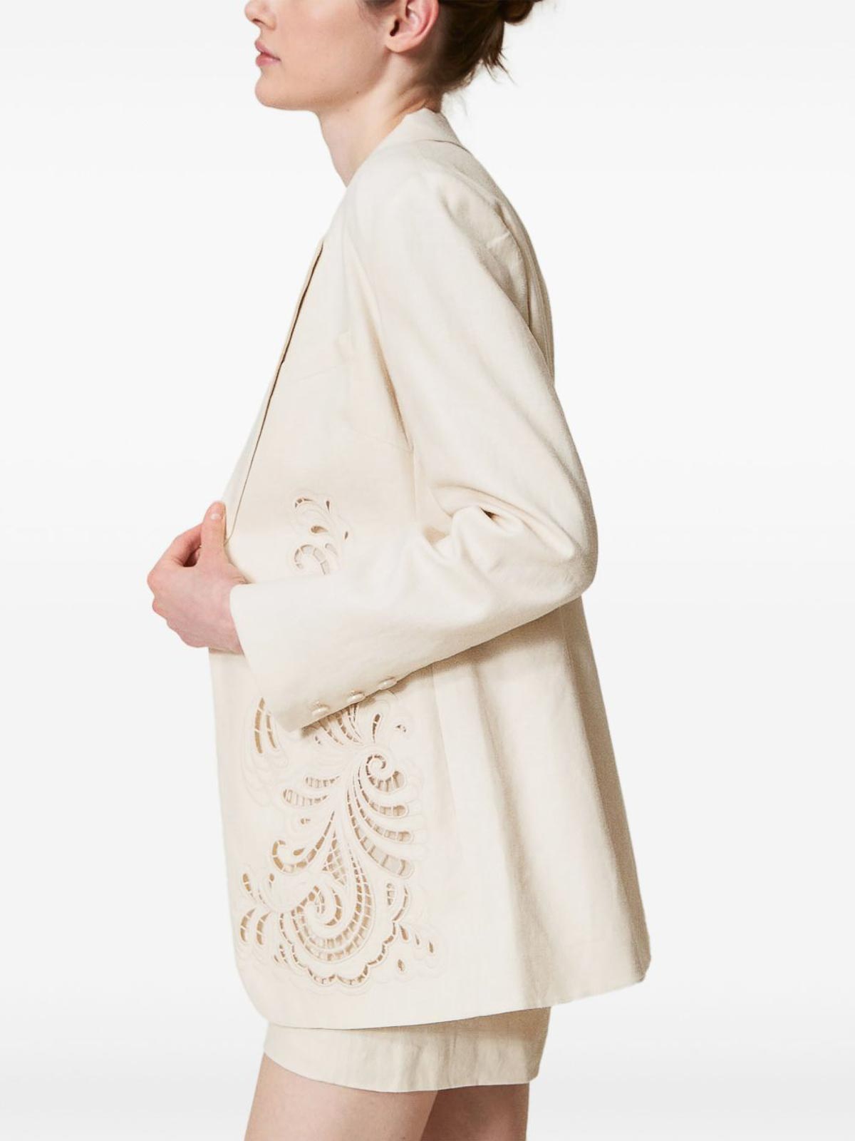 Linen Blend Jacket With Embroidery 251TP216000059 (TWINSET / カジュアルジャケット ) | TWINSET (ツインセット)(3)