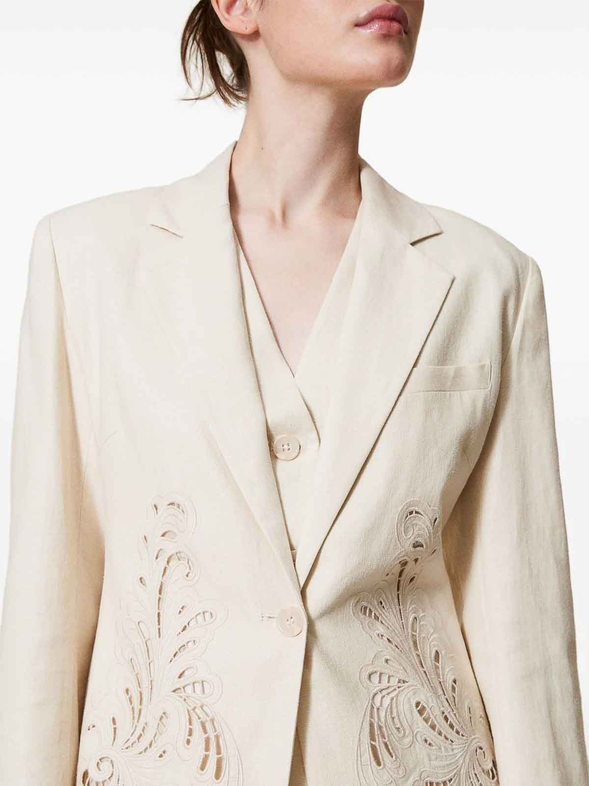 Linen Blend Jacket With Embroidery 251TP216000059 (TWINSET / カジュアルジャケット ) | TWINSET (ツインセット)(4)