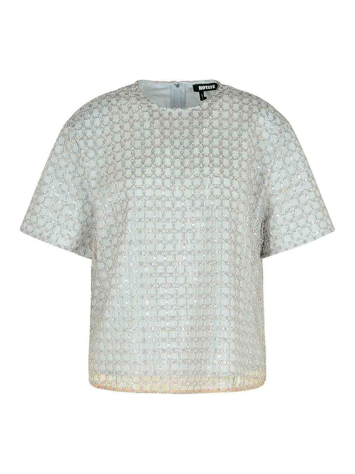 Beaded Light Blue Polyester T-Shirt 113709800800 (ROTATE / Tシャツ・カットソー ) | ROTATE (ロテート)