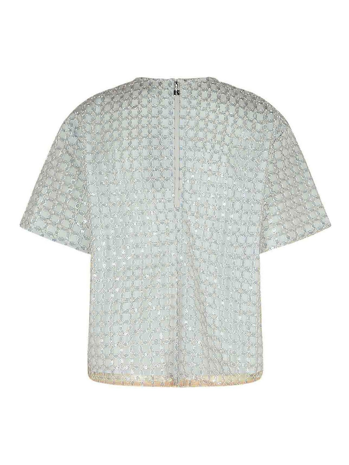 Beaded Light Blue Polyester T-Shirt 113709800800 (ROTATE / Tシャツ・カットソー ) | ROTATE (ロテート)(1)